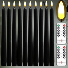 Load image into Gallery viewer, 10 Pack 11 inch Black Flameless Taper Candles with 2 Remote Controls