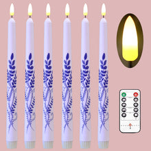 Load image into Gallery viewer, 6 Pack Orchid White Flameless Wax Coverd 11'' Taper Candles, Warm White LED Battery Operated Candle for Candle Holders, for Wedding, Party, Christmas, Holiday
