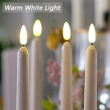 Load image into Gallery viewer, 10 Pack 11 inch Ivory Flameless Taper Candles with 2 Remote Controls