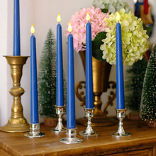 Load image into Gallery viewer, 10 Pack Dark Blue Wax Covered 11 inch Flameless Taper Candles with 2 Remote Controls