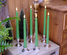 Load image into Gallery viewer, 10 Pack 11 inch Green Flameless Taper Candles with 2 Remote Controls