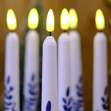 Load image into Gallery viewer, 6 Pack Orchid White Flameless Wax Coverd 11'' Taper Candles, Warm White LED Battery Operated Candle for Candle Holders, for Wedding, Party, Christmas, Holiday