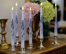 Load image into Gallery viewer, 6 Pack Orchid White Flameless Wax Coverd 11'' Taper Candles, Warm White LED Battery Operated Candle for Candle Holders, for Wedding, Party, Christmas, Holiday