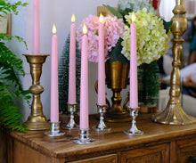 Load image into Gallery viewer, 10 Pack 11 inch Pink Flameless WAX Coverd Taper Battery Candles with 2 Remote