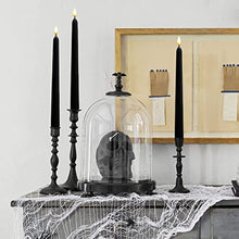 Load image into Gallery viewer, 11 inch Black Wax Flameless Taper Candles with Remote and Timer Diameter 0.9", Set of 4