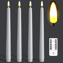 Load image into Gallery viewer, 11 inch Ivory Wax Flameless Taper Candles with Remote and Timer Diameter 0.9&quot;, Set of 4, Candle Holders not Included
