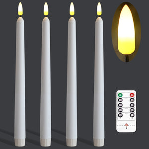 11 inch Ivory Wax Flameless Taper Candles with Remote and Timer Diameter 0.9", Set of 4, Candle Holders not Included