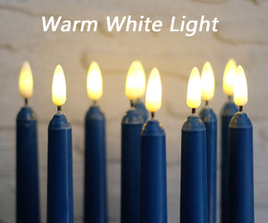 10 Pack 11 inch Dark Blue Flameless Taper Candles with 2 Remote Controls