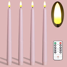 Load image into Gallery viewer, 11 inch pink Wax Flameless Taper Candles with Remote and Timer Diameter 0.9&quot;, Set of 4
