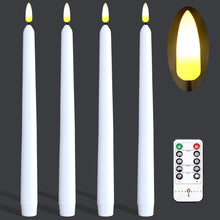 Load image into Gallery viewer, 11 inch White Wax Flameless Taper Candles with Remote and Timer Diameter 0.9&quot;, Set of 4, Candle Holders not Included
