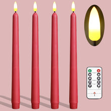 Load image into Gallery viewer, 11 inch red Wax Flameless Taper Candles with Remote and Timer Diameter 0.9&quot;, Set of 4
