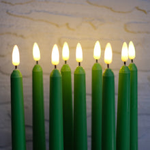 Load image into Gallery viewer, 10 Pack 11 inch Green Flameless Taper Candles with 2 Remote Controls
