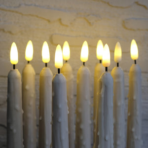 10 Pack 11 inch Ivory Dripping Wax Flameless Taper Candles with 2 Remote Controls