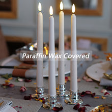 Load image into Gallery viewer, 11 inch Ivory Wax Flameless Taper Candles with Remote and Timer Diameter 0.9&quot;, Set of 4, Candle Holders not Included
