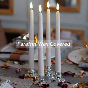 11 inch Ivory Wax Flameless Taper Candles with Remote and Timer Diameter 0.9", Set of 4, Candle Holders not Included