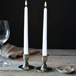 11 inch White Wax Flameless Taper Candles with Remote and Timer Diameter 0.9", Set of 4, Candle Holders not Included