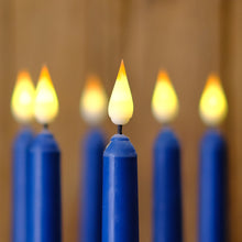 Load image into Gallery viewer, 10 Pack Dark Blue Wax Covered 11 inch Flameless Taper Candles with 2 Remote Controls
