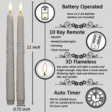 Load image into Gallery viewer, 10 Pack 11 inch Ivory Dripping Wax Flameless Taper Candles with 2 Remote Controls
